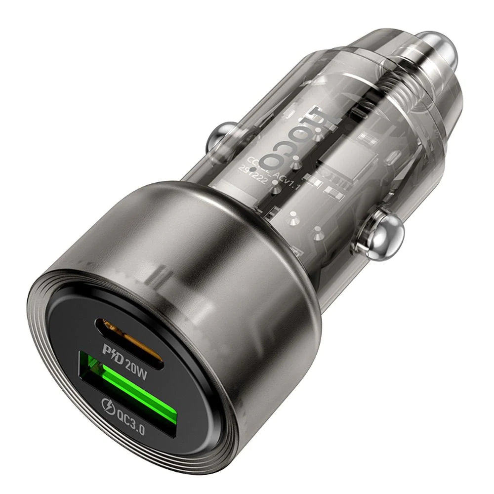 PD 20W QC3.0 Dual Ports USB-C & USB-A Fast Charging Car Charger Adapter PD 20W QC3.0 Dual Ports USB-C & USB-A Fast Charging Car Charger Adapter